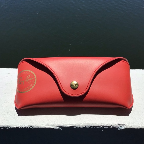 Ray-Ban Leather Sunglass Eyeglass Case by Luxottica in Bold Burnt Orange - Picture 1 of 6